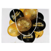 ハッピーバースデー抱き枕ブラック金ゴールドバルーン ラージペーパーバッグ (裏面)