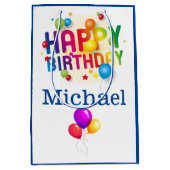 ハッピーバースデー抱き枕受信者名の追加 ミディアムペーパーバッグ (正面)