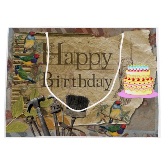 ハッピーバースデー抱き枕建築ツール ラージペーパーバッグ (正面)