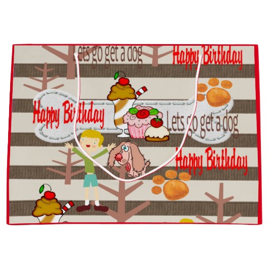 ハッピーバースデー抱き枕犬を飼いに行こう ラージペーパーバッグ (正面)