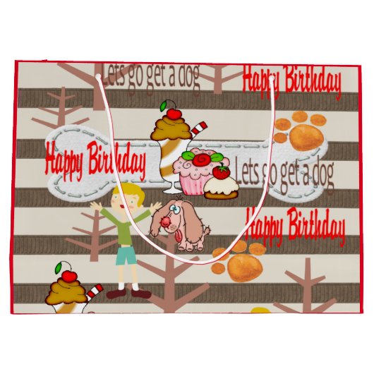 ハッピーバースデー抱き枕犬を飼いに行こう ラージペーパーバッグ (裏面)