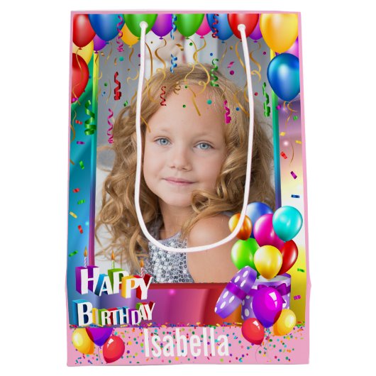 ハッピーバースデー抱き枕追加ガールズ名 ミディアムペーパーバッグ (裏面)