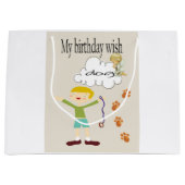 ハッピーバースデー抱き枕願い犬 ラージペーパーバッグ (正面)