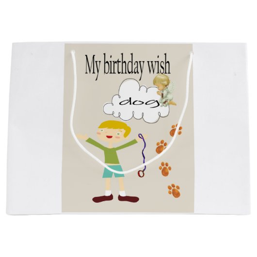 ハッピーバースデー抱き枕願い犬 ラージペーパーバッグ (正面)
