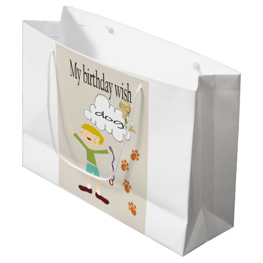 ハッピーバースデー抱き枕願い犬 ラージペーパーバッグ (正面アングル)