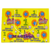 ハッピーバースデー抱き枕#1第1誕生日黄 ラージペーパーバッグ (正面)