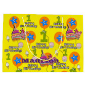 ハッピーバースデー抱き枕#1第1誕生日黄 ラージペーパーバッグ (裏面)