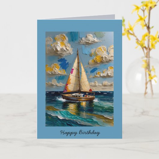 ハッピーバースデー抽象芸術セーリング編集可能カード カード (黄色い花)