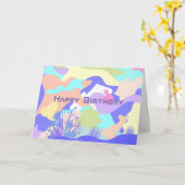 ハッピーバースデー抽象芸術モダンアート カード (黄色い花)