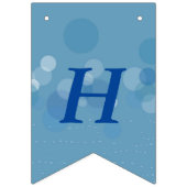 ハッピーバースデー抽象芸術円ダッシュの網掛け青 バンティングフラッグ (第1の旗)