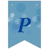 ハッピーバースデー抽象芸術円ダッシュの網掛け青 バンティングフラッグ (第3の旗)