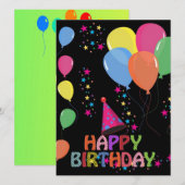 ハッピーバースデー招待状カード 招待状 (正面/裏面)