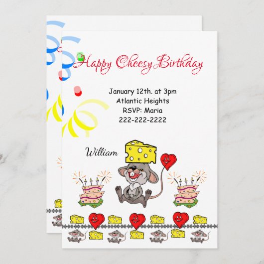 ハッピーバースデー招待状チーシー誕生日ワイルドワン 招待状 (正面/裏面)