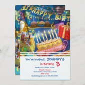 ハッピーバースデー招待状パーティー 招待状 (正面/裏面)