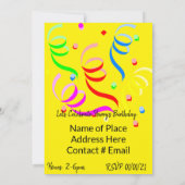 ハッピーバースデー招待状ピエロカーイエロー 招待状 (裏面)