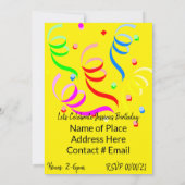 ハッピーバースデー招待状ピンクウォームカップケーキ 招待状 (裏面)