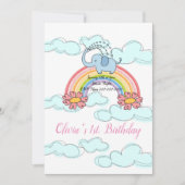 ハッピーバースデー招待状ベビーブルーエレファント 招待状 (正面)