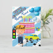 ハッピーバースデー招待状ボーイカー 招待状 (スタンド正面)