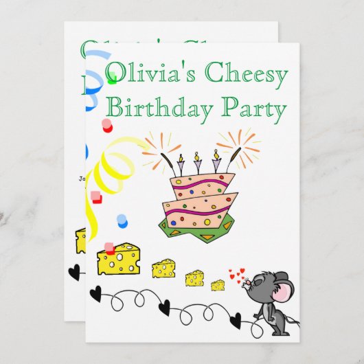 ハッピーバースデー招待状ムーセイチーシーパーティー 招待状 (正面/裏面)