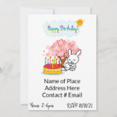 ハッピーバースデー招待状ラビットケーキ 招待状 (裏面)