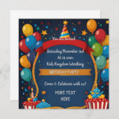 ハッピーバースデー招待状 (正面/裏面)