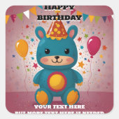 ハッピーバースデー招待状 スクエアシール (正面)
