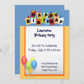 ハッピーバースデー招待状 招待状 (正面/裏面)