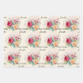 ハッピーバースデー挨拶スプレーバラ3 ラッピングペーパーシート (正面3)