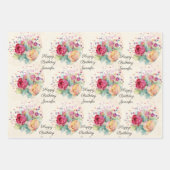 ハッピーバースデー挨拶スプレーバラ3 ラッピングペーパーシート (正面2)