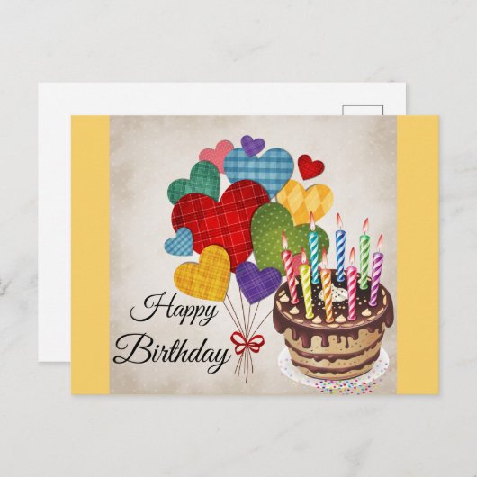 ハッピーバースデー挨拶 ポストカード (正面/裏面)