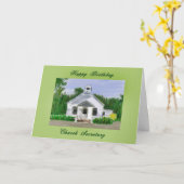 ハッピーバースデー教会絵を描教書官 カード (黄色い花)