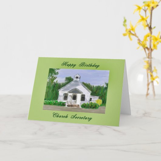ハッピーバースデー教会絵を描教書官 カード (黄色い花)