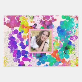 ハッピーバースデー数々のカラー抽象芸術《写真》ぼけ味写真 ラッピングペーパーシート