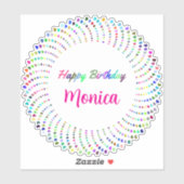 ハッピーバースデー文字とカラフルハートクラシックr シール (シート)