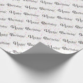 ハッピーバースデー文字と紙吹雪オン白 ラッピングペーパー (角)