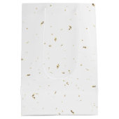 ハッピーバースデー文字と金ゴールド紙吹雪 ミディアムペーパーバッグ (裏面)