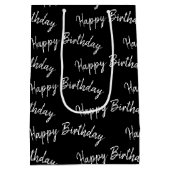 ハッピーバースデー文字オンブラック ミディアムペーパーバッグ (裏面)