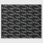 ハッピーバースデー文字オンブラック ラッピングペーパー (フラット)