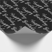 ハッピーバースデー文字オンブラック ラッピングペーパー (角)