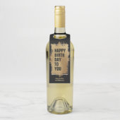 ハッピーバースデー文字ゴールドフォイルオンブラック ボトルネックタグ (ボトル)
