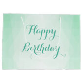 ハッピーバースデー文字トレンディーミントグリーンカラーモダン ラージペーパーバッグ (裏面)