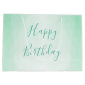 ハッピーバースデー文字ミントグリーンカラーモダントレンディー ラージペーパーバッグ (裏面)
