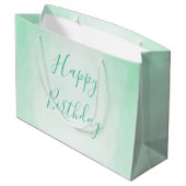 ハッピーバースデー文字ミントグリーンカラーモダントレンディー ラージペーパーバッグ (裏面アングル)