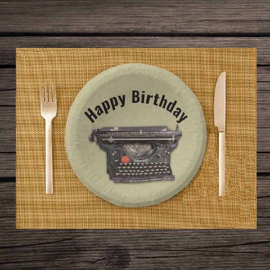 ハッピーバースデー文学テーマブラックオールドタイプライター ペーパーボウル