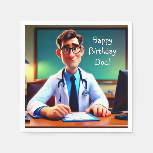 ハッピーバースデー文書 スタンダードカクテルナプキン (正面)