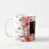 ハッピーバースデー新しい母の写真かわいいピンクのフローラ009 コーヒーマグカップ (左)