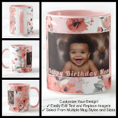 ハッピーバースデー新しい母の写真かわいいピンクのフローラ009 マグカップ