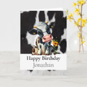 ハッピーバースデー日記の牛隠しカード カード (黄色い花)