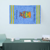 ハッピーバースデー明るいファンタジー梟の星の目 横断幕 (トレードショー)