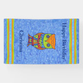 ハッピーバースデー明るいファンタジー梟の星の目 横断幕 (横)